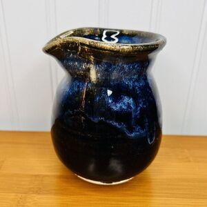 Studio Pottery Denise Kleiner Cobalt Blue Heron Syrup Warmer Creamer Glazed